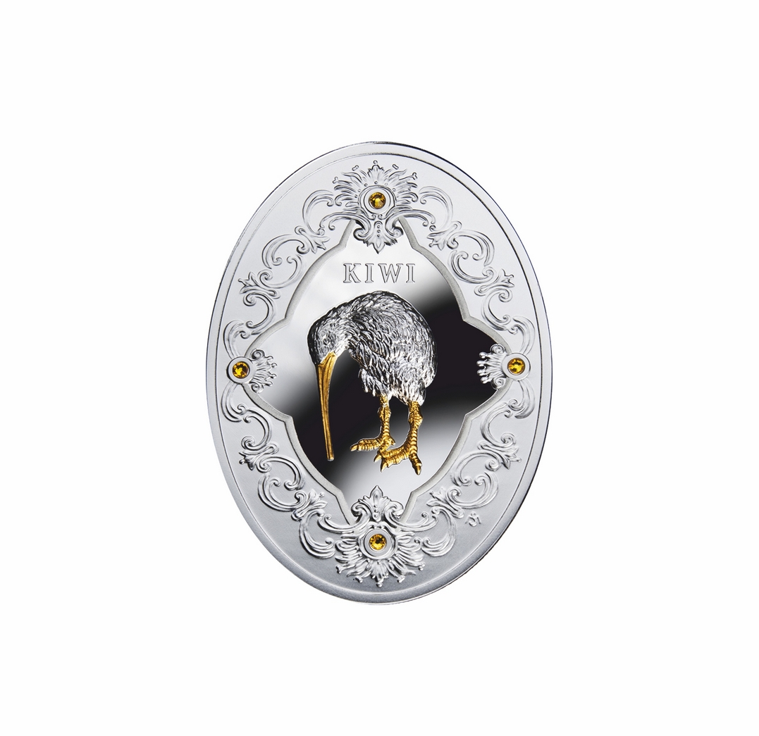 Kiwi Faberge,srebrna moneta o nominale  2 dollars, Nowa Zelandia,2014